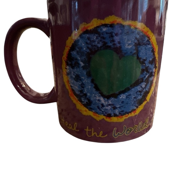 Penzeys Purple ‘Heal The World Cook Dinner Tonight’ Coffee Mug VTG - Picture 2 of 5